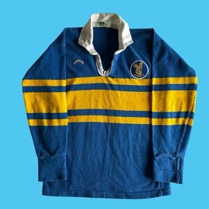 Vintage 70s Westmont Ian Palmer Rugby Shirt Blue Gold Small